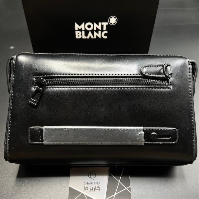 کیف دستی مدارکی مون بلان چرم مشکی ساده مستر وارداتی قفل دار