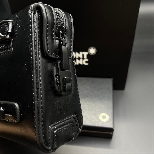 کیف دستی مدارکی مون بلان چرم مشکی ساده مستر وارداتی قفل دار
