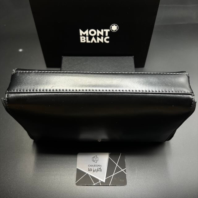 کیف دستی مدارکی مون بلان چرم مشکی ساده مستر وارداتی قفل دار