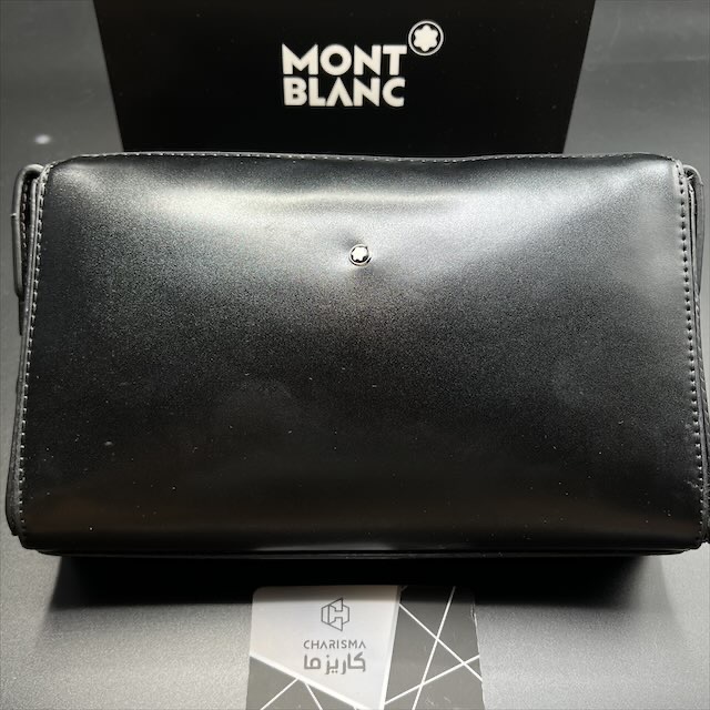 کیف دستی مدارکی مون بلان چرم مشکی ساده مستر وارداتی قفل دار