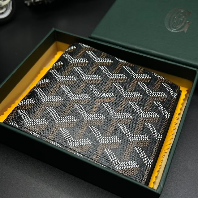کیف پول مشکی قهوه ای گویارد مشابه اصلی فول پک Goyard wallet Brown black
