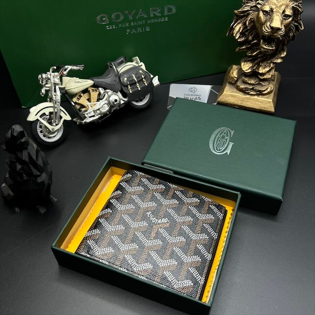 کیف پول مشکی قهوه ای گویارد مشابه اصلی فول پک Goyard wallet Brown black