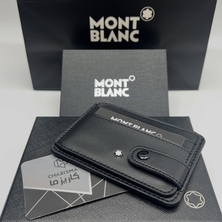 جاکارتی چرم دکمه ای مردانه مون بلان Montblanc + جعبه و کارت