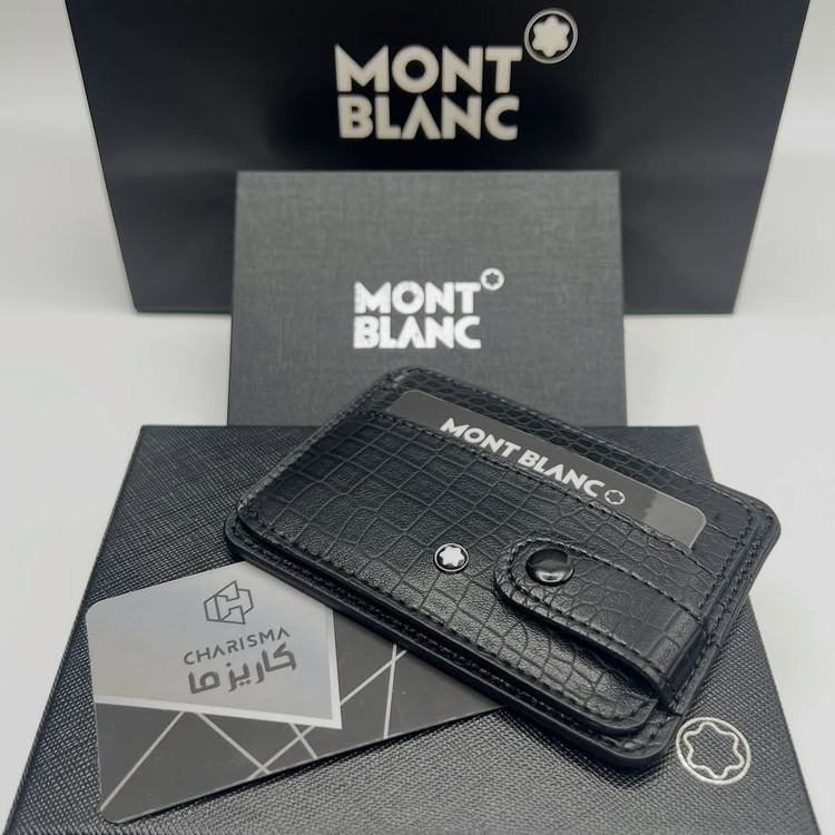 جاکارتی چرم دکمه ای مردانه مون بلان Montblanc + جعبه و کارت