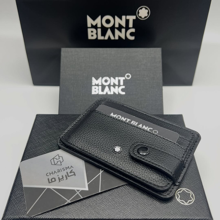 جاکارتی چرم دکمه ای مردانه مون بلان Montblanc + جعبه و کارت
