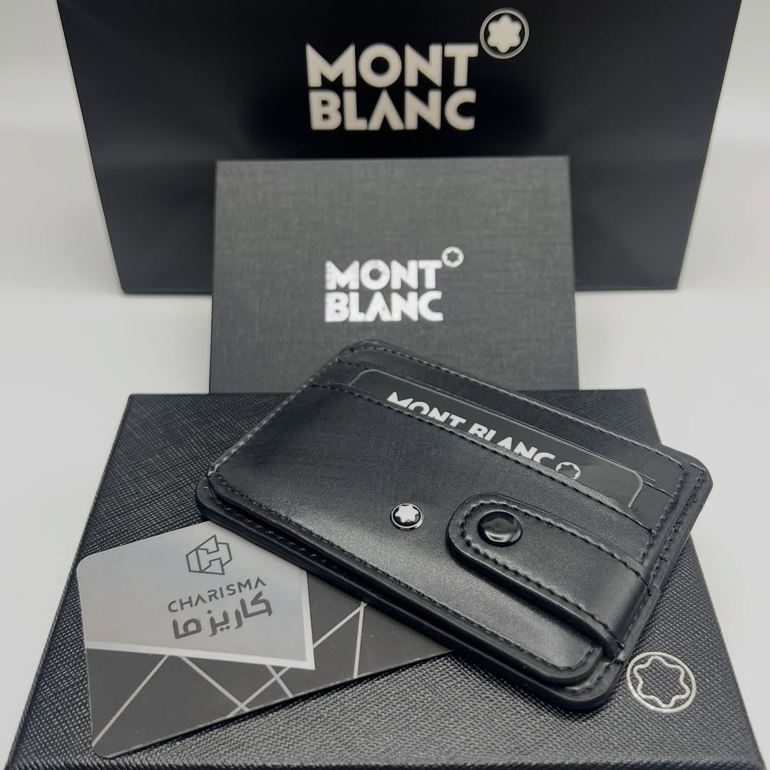 جاکارتی چرم دکمه ای مردانه مون بلان Montblanc + جعبه و کارت