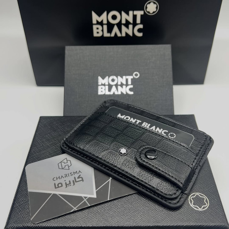 جاکارتی چرم دکمه ای مردانه مون بلان Montblanc + جعبه و کارت