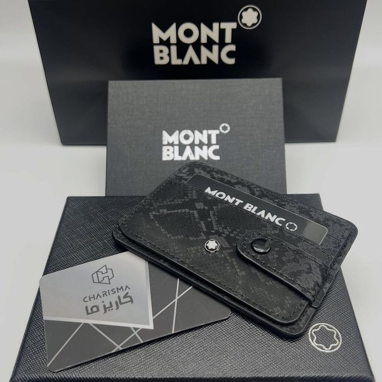 جاکارتی چرم دکمه ای مردانه مون بلان Montblanc + جعبه و کارت