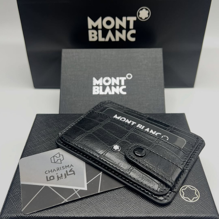 جاکارتی چرم دکمه ای مردانه مون بلان Montblanc + جعبه و کارت