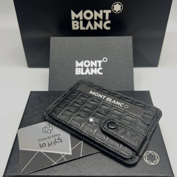 جاکارتی چرم دکمه ای مردانه مون بلان Montblanc + جعبه و کارت