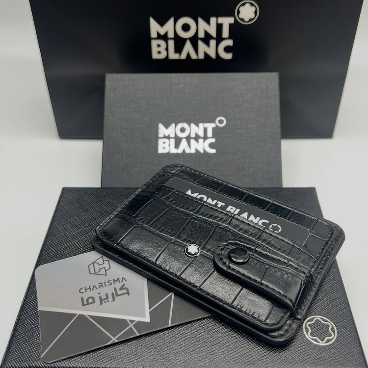 جاکارتی چرم دکمه ای مردانه مون بلان Montblanc + جعبه و کارت