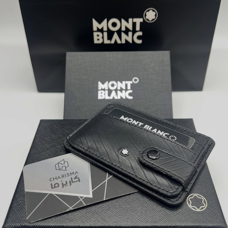 جاکارتی چرم دکمه ای مردانه مون بلان Montblanc + جعبه و کارت