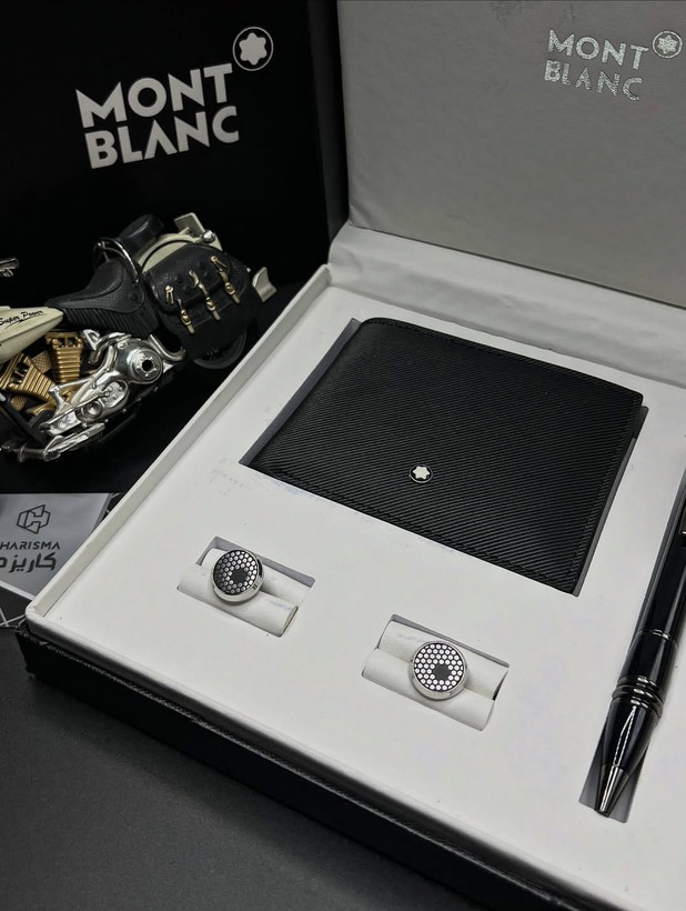 ست باکس هدیه مردانه فول پک پرمیوم کوالیتی ۳تکه از برند مون بلان / MONTBLANC SET GIFT BOX