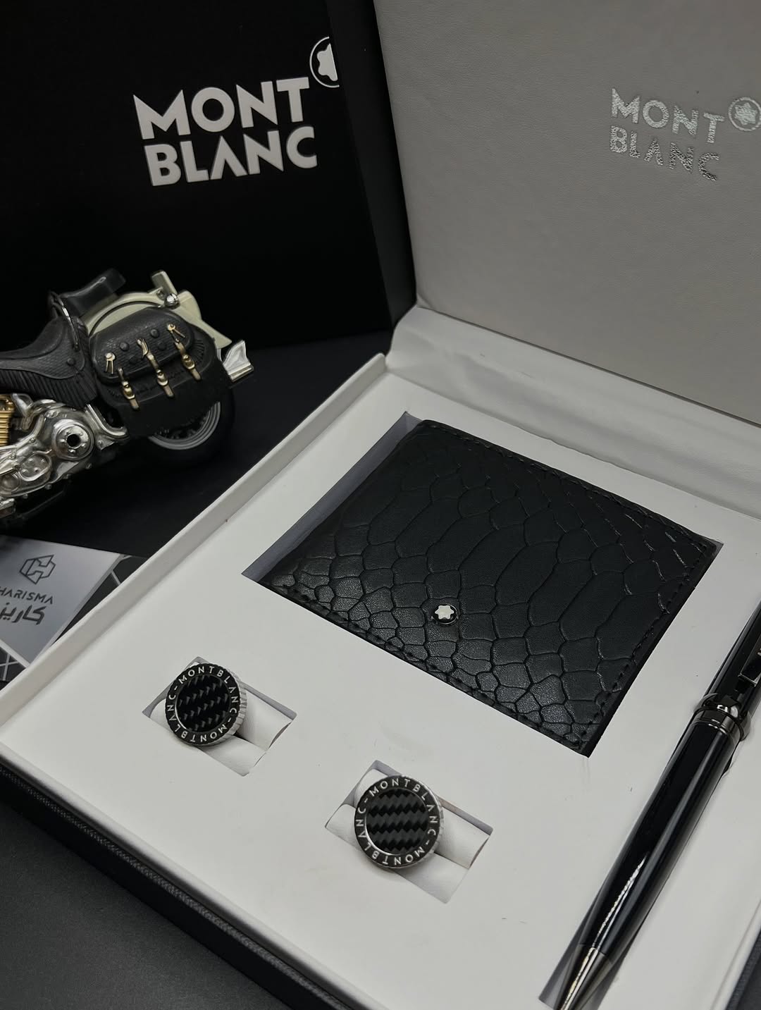 ست باکس هدیه مردانه فول پک پرمیوم کوالیتی ۳تکه از برند مون بلان / MONTBLANC SET GIFT BOX