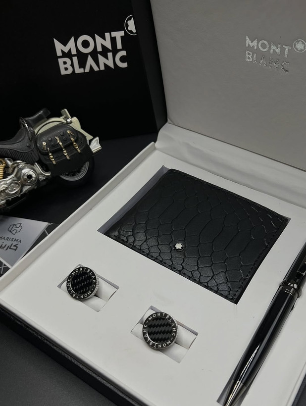 ست باکس هدیه مردانه فول پک پرمیوم کوالیتی ۳تکه از برند مون بلان / MONTBLANC SET GIFT BOX